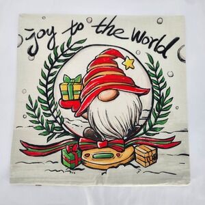 Christmas Gnome Joy to‎ the World Pillow Cover 18" X 18" Holiday Decor Festive